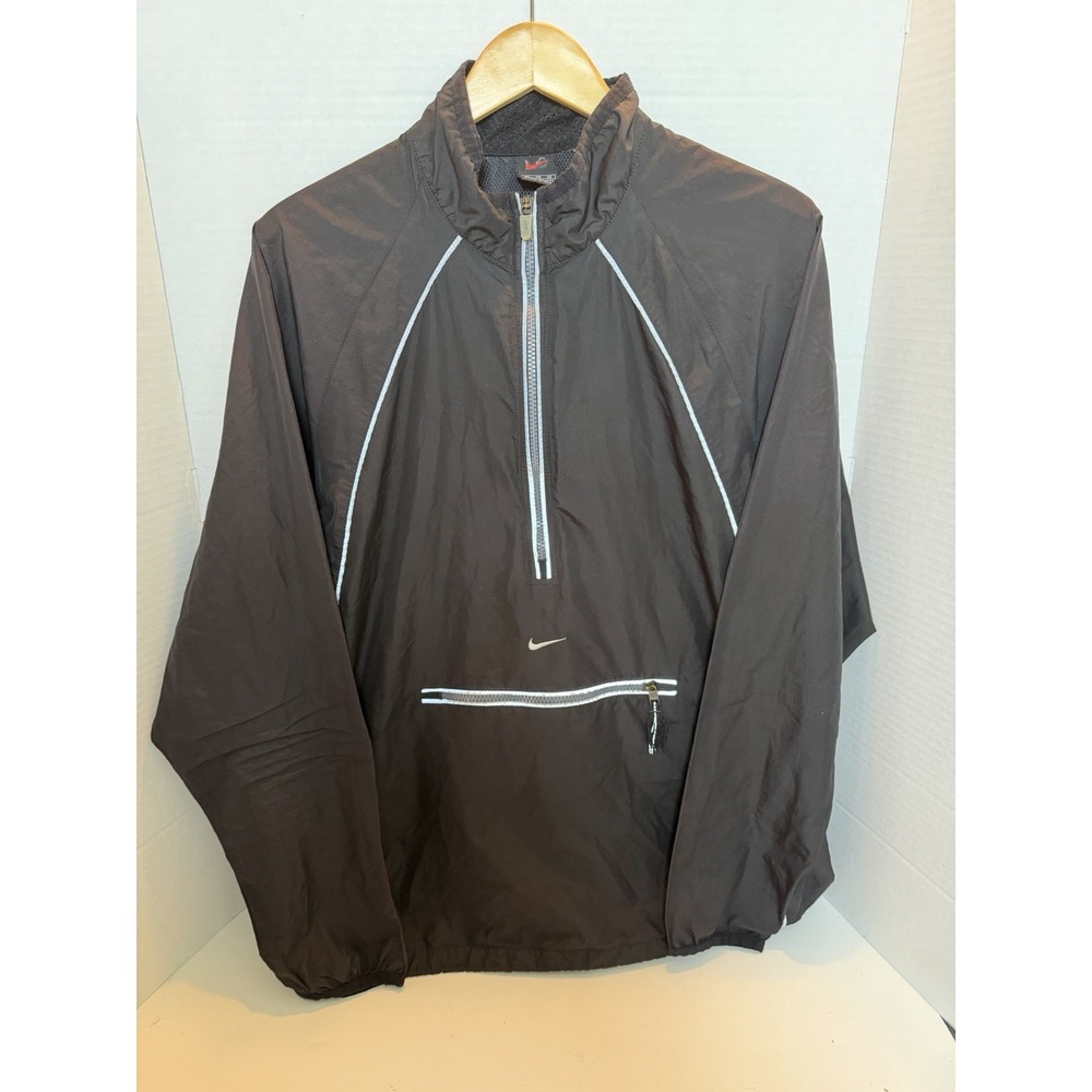 VTG Y2K Nike Air Center Swoosh Pullover Windbreaker Jacket Size XL Black 237